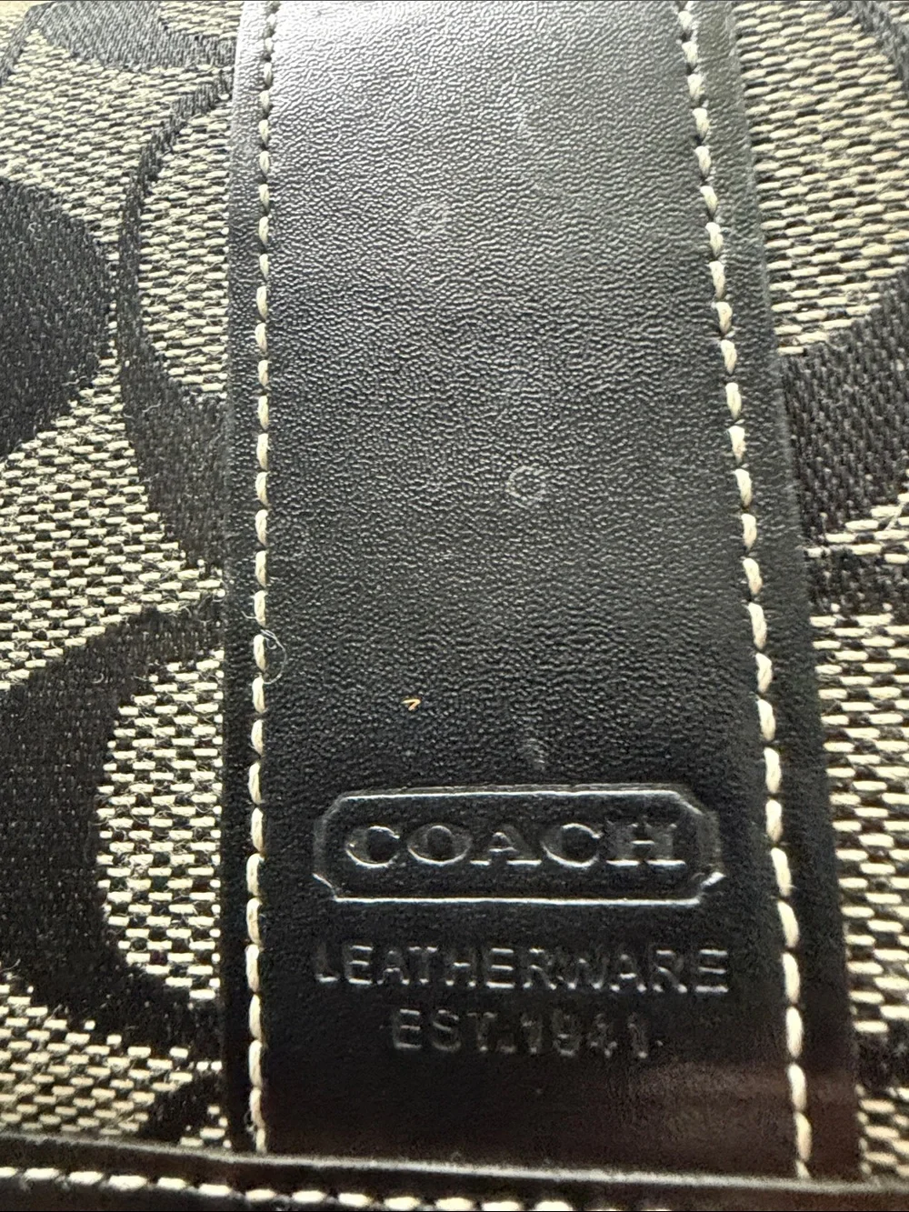 Coach Khaki and Black Signature Canvas Wallet